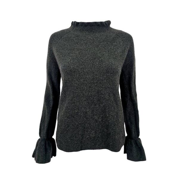 Banana Republic Ruffle Sleeve Merino Blend Pullover Sweater Green M - Picture 1 of 6